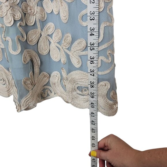 Sundance Cameo Applique Lace‎ Overlay Sleeveless Dress PM Petite M Full Skirt - Picture 8 of 10